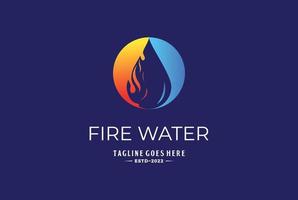 círculo circular llama de fuego y agua para el diseño del logotipo del servicio de la casa de restauración vector
