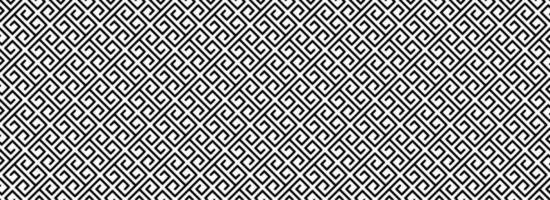 black white line Greek seamless pattern vector