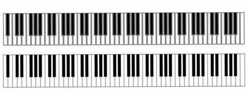 conjunto de iconos de teclado de piano de esquema de vista superior aislado sobre fondo blanco vector