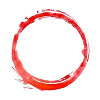 Watercolor Red round stroke isolated on white background. Vector illustration of circle stain with grunge texture.