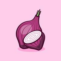 cute illustration of onion in cartoon style on isolated background vector