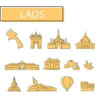 Icons set of Laos. Set of map, architecture, tradition and more. vector