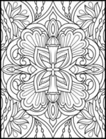 Abstract Flower Pattern Coloring page book for adults vector