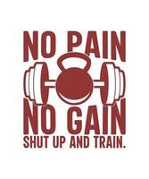 No pain no gain working out logo illustration design vector