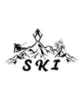 Skiing logo vector T-shirt illustration design