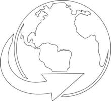 Earth globe with pointing arrow icon. vector