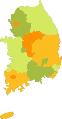 Korea country map with provinces.