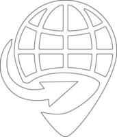 Earth globe with pointing arrow icon. vector