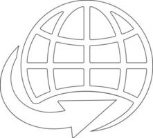 Earth globe with pointing arrow icon. vector