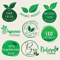 Natural and organic food, farm fresh and organic product stickers, badges, logo and icon for ecommerce, natural and organic products promotion. vector