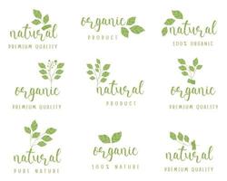 Organic food and natural product sign, organic products promotion for food and drink. vector