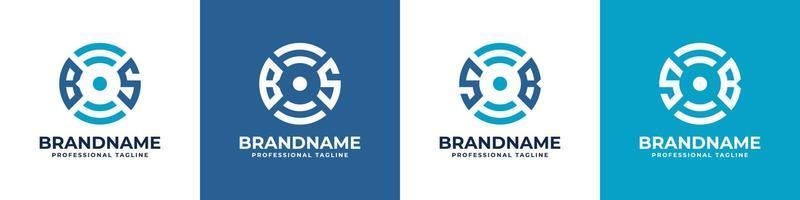 Letter BS or SB Global Technology Monogram Logo, suitable for any business with BS or SB initials. vector