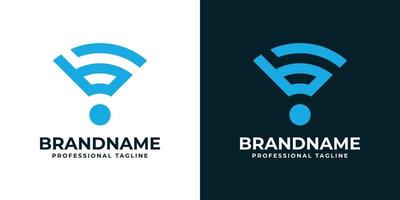 logotipo de letra b wifi, adecuado para cualquier negocio relacionado con señal, wifi, sonido u otro con iniciales b. vector