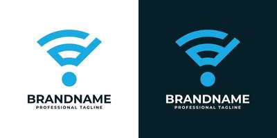 logotipo de letra d wifi, adecuado para cualquier negocio relacionado con señal, wifi, sonido u otro con d iniciales. vector