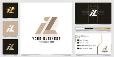 Letter iZ or iL monogram logo with business card design vector