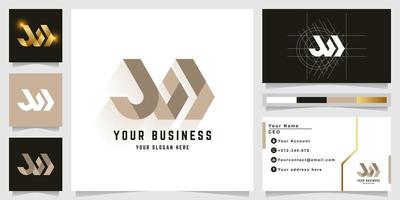 Letter JW or WW monogram logo with business card design vector