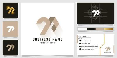 Letter YP or Jr monogram logo with business card design vector