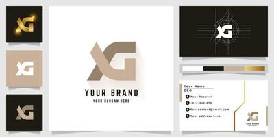 Letter XG or FG monogram logo with business card design vector