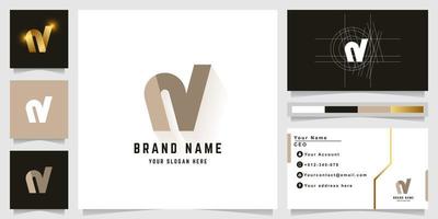 Letter N or nV monogram logo with business card design vector