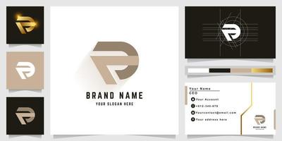 Letter fP or rD monogram logo with business card design vector