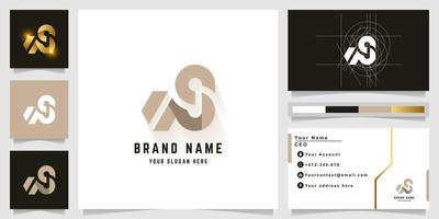 Letter NS or MS monogram logo with business card design vector