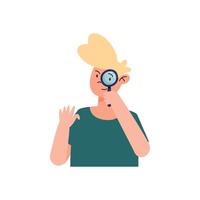 blond man with magnifying glass vector