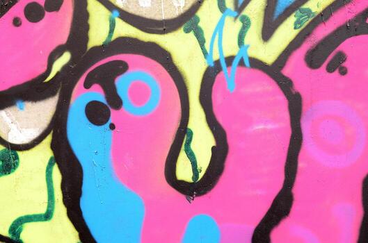 Background image with a graffiti pattern, which is applied to a concrete wall with aerosol paints photo