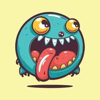 Round Monster Funny Character Design Illustration with cartoon style vector