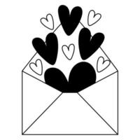 Open envelope with hearts inside. Love letter. Vector illustration.