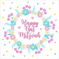 Happy Bat Mitzvah invitation or congratulation card. Holiday for a Jewish girl. Vector illustration