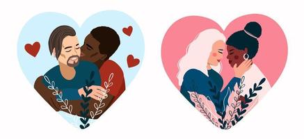 Valentine's day, February 14. Vector illustrations of love, lgbt couple