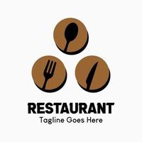 Inspiring restaurant vector logo. Abstract creative logotype. knife, fork and spoon icon in three dots. Classic, vintage and modern logo illustration. Business company logo template.