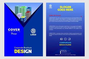 brochure templates, flyers, brochures, cover designs, vector illustration templates in A4 size. brochure for business. blue brochure with triangle pattern with icometric building