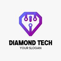 plantilla de vector de logotipo de tecnología de forma de diamante simple