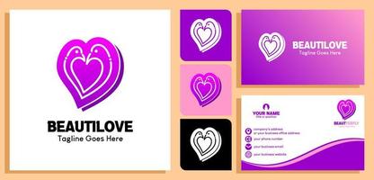 goose head logo design template in heart. and business card design templates. vector illustration