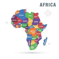 Africa political map with country names. Isolated vector illustration.