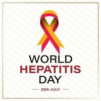 28 july world hepatitis day. red, yellow ribbon. vector illustration. Medical solidarity day concept.