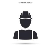 helmeted worker. construction worker, contractor or engineer. isolated editable vector illustration