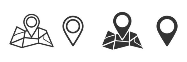 Maps and pins vector icons. Navigation and route concept illustration. Isolated vector