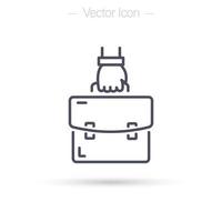 Hand holding briefcase. Briefcase line icon. Suitcase symbol. Isolated vector illustration.
