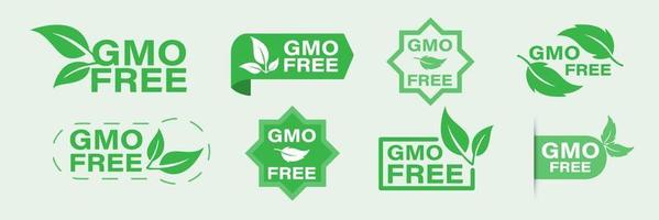GMO free icons. Healthy food concept. organic cosmetics. Non-GMO labels. Isolated vector illustration.
