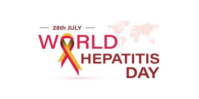 28 de julio día mundial de la hepatitis. cinta roja, amarilla. ilustración vectorial concepto del día de la solidaridad médica. vector