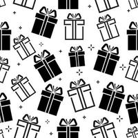 Seamless pattern of simple line gift boxes. Vector illustration