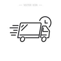 Shipping fast delivery truck with clock icon symbol. Isolated vector illustration