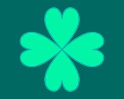 Green Four Leaf Clover with Outline vector