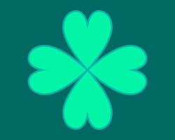 Green Four Leaf Clover with Outline vector