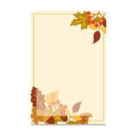 Autumn decorative banner with text for text. Beige background with yellow, orange leaves. Vector nature frame.