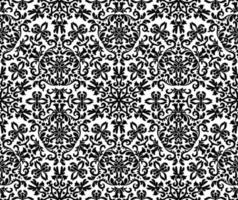Decorative Seamless Vector Damask Pattern with Stylized Leaves. Black and White.