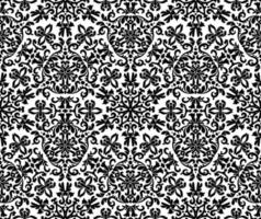 Decorative Seamless Vector Damask Pattern with Stylized Leaves. Black and White.