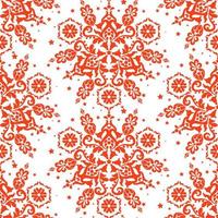fondo rojo de navidad. ornamento rojo sobre un fondo blanco. patrón de vectores sin fisuras. para tela, papel pintado, patrón veneciano, textil, embalaje.